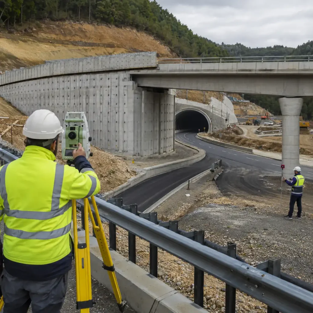 Yol, tünel ve kavşak yapılarında güzergâh ve geometrik kontrol ölçmeleri